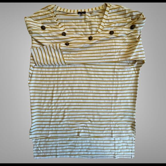 Women’s V-Neck Sweatshirt Yellow/White Stripes Size S - Picture 12 of 12